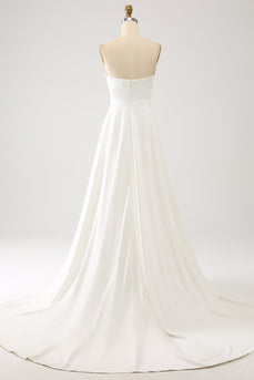 Marfim Uma linha Long Chiffon vestido de noiva com borboletas 3D mangas longas