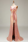 Sparkly Blush Sereia Prom Dress com Fenda