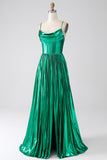 A-line Dark Green Corset Prom Dress com Fenda