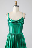 A-line Dark Green Corset Prom Dress com Fenda
