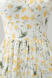Marfim A-Line Floral Long Prom Dress