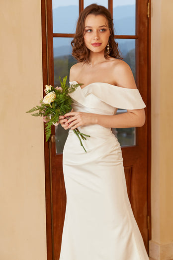 Simples fora do ombro vestido de casamento Boho