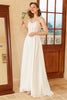 Carregar imagem no visualizador da galeria, Bonito um espaguete de linha alças branco vestido de noiva com apliques