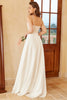 Carregar imagem no visualizador da galeria, Bonito um espaguete de linha alças branco vestido de noiva com apliques