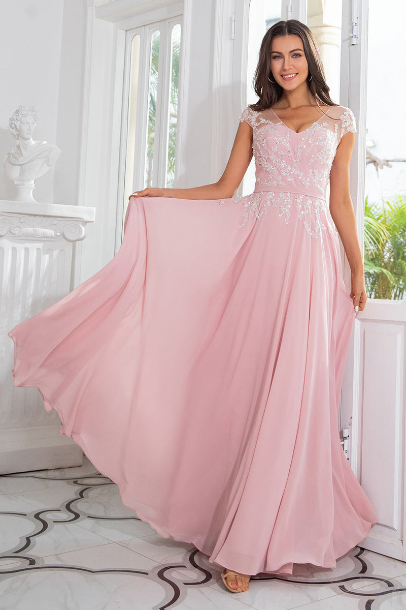 Carregar imagem no visualizador da galeria, Cor-de-rosa De contas chiffon mãe do vestido de noiva