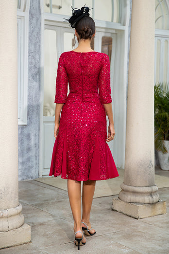 Burgundy Sheath Lace Mãe do Vestido de Noiva