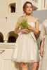 Carregar imagem no visualizador da galeria, Elegante spaghetti tiras vestido de homecoming curto branco com bordado