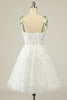 Carregar imagem no visualizador da galeria, Elegante spaghetti tiras vestido de homecoming curto branco com bordado