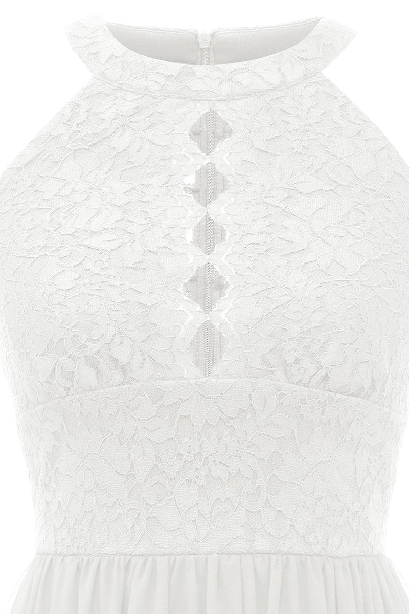 Carregar imagem no visualizador da galeria, Um vestido de renda da Branco de pescoço de linha