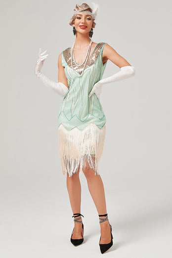 Vestido de festa verde verde dos anos 1920