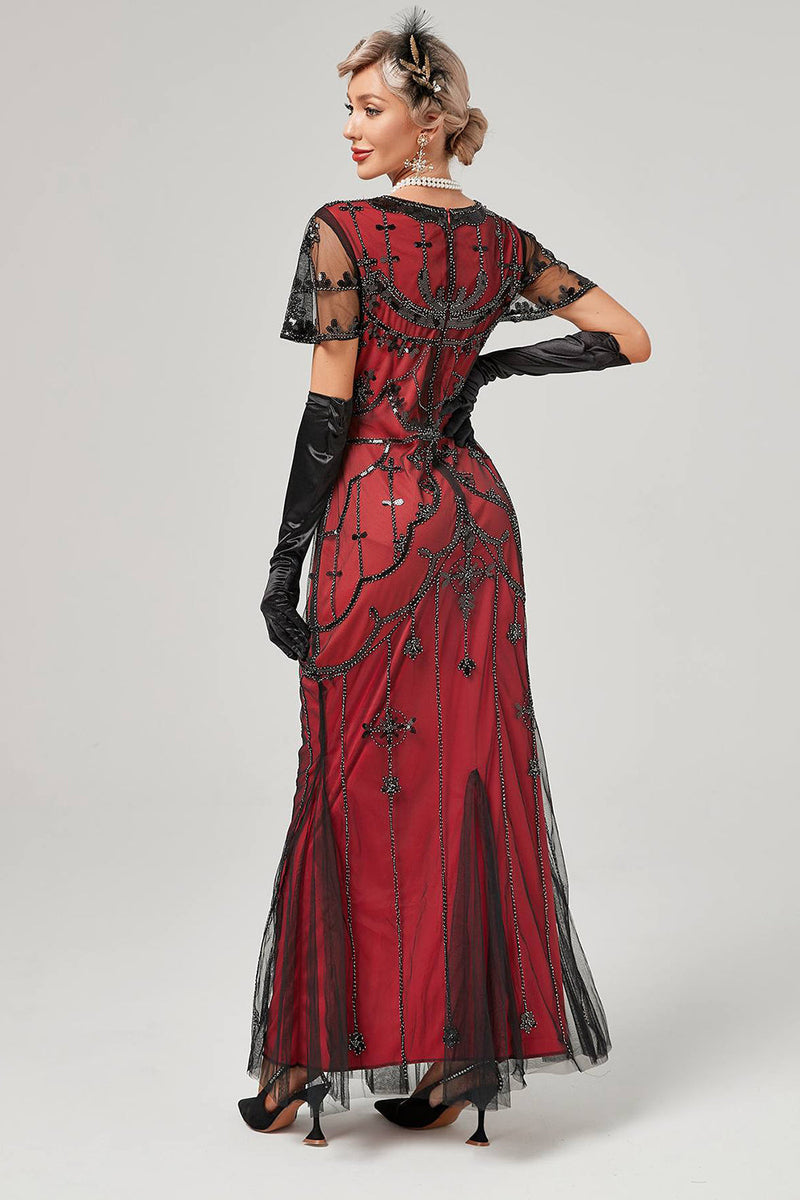 Carregar imagem no visualizador da galeria, 1920s Vestido lantejoulas vermelho