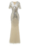 Vestido de baile de lantejoulas de damasco dos anos 1920