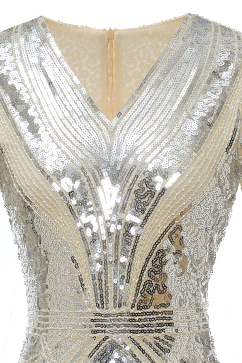 Carregar imagem no visualizador da galeria, Vestido de baile de lantejoulas de damasco dos anos 1920