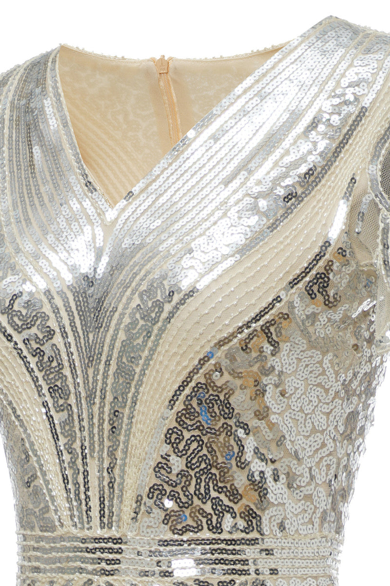 Carregar imagem no visualizador da galeria, Vestido de baile de lantejoulas de damasco dos anos 1920