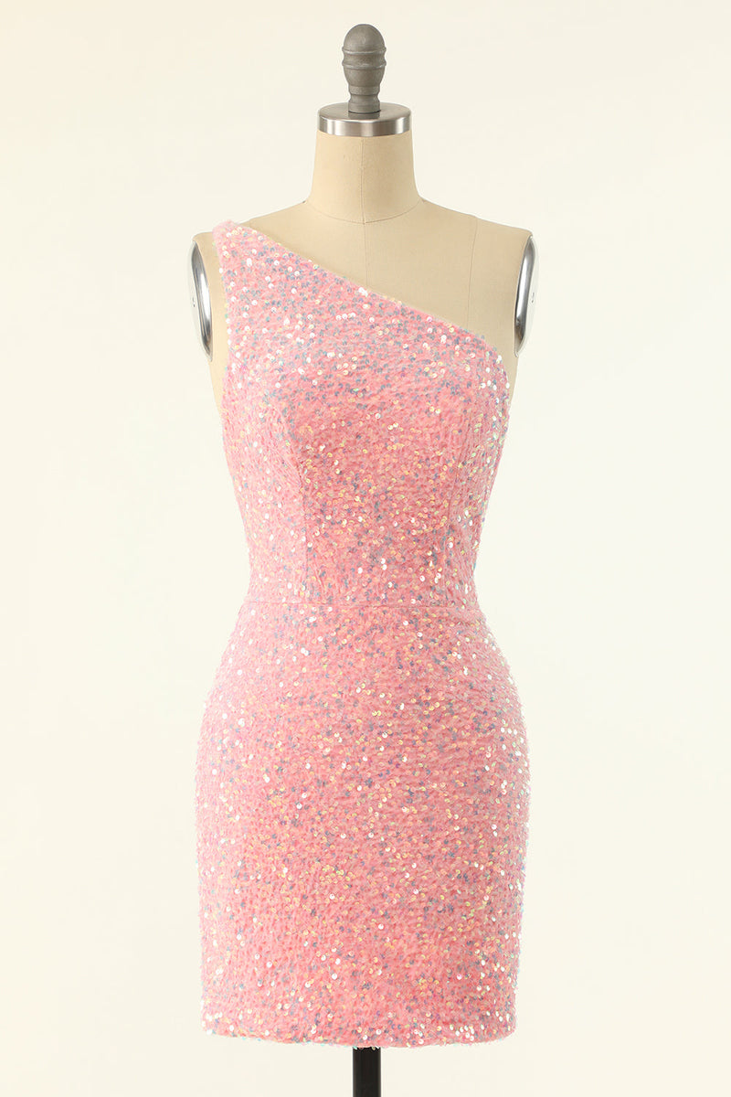 Carregar imagem no visualizador da galeria, Royal Blue One Shoulder Sequins Tight Homecoming