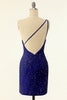 Carregar imagem no visualizador da galeria, Royal Blue One Shoulder Sequins Tight Homecoming