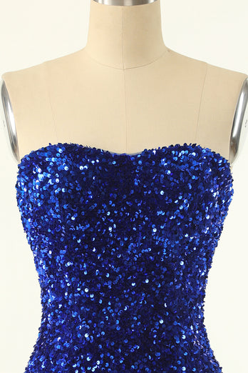 Royal Blue Sweetheart Sequins Tight Homecoming Dress