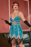 Vestido de Gatsby curto de Gatsby 1920 do Lago Azul com Franjas