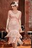 Carregar imagem no visualizador da galeria, Blush Lantejoulas 1920 Flapper Gatsby Dress com Franjas
