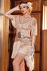 Carregar imagem no visualizador da galeria, Rose Golden Bateau Neck 1920s Gatsby Dress With Fringes