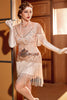 Carregar imagem no visualizador da galeria, Rose Golden Bateau Neck 1920s Gatsby Dress With Fringes