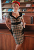 Carregar imagem no visualizador da galeria, Khaki Xadrez 1960s Vestido vintage com cinto