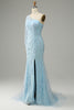 Carregar imagem no visualizador da galeria, Azul Céu Um Ombro Sereia Vestido de Baile