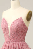 Vestido de Baile Rosa A-Line