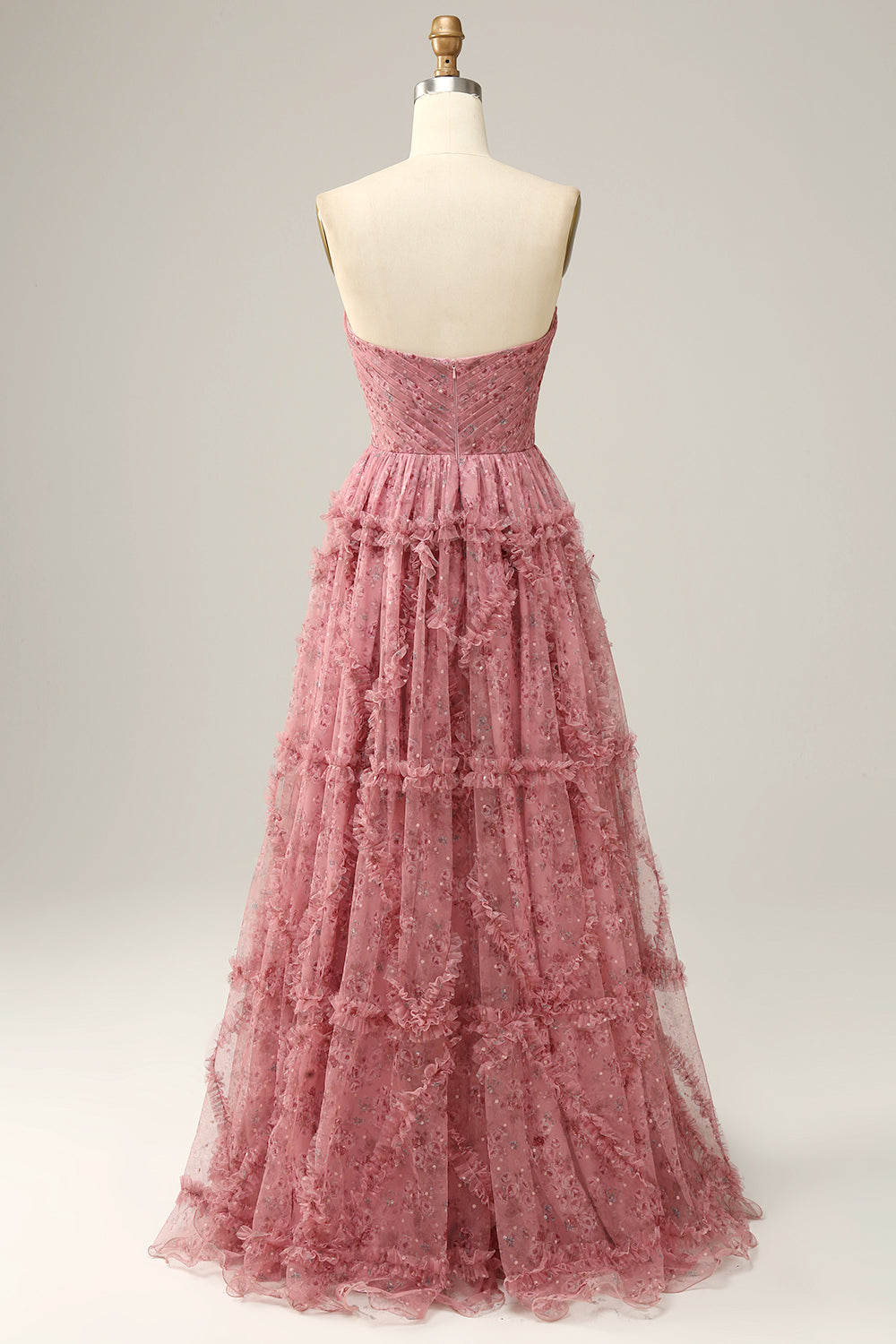 Vestido de Baile Rosa A-Line Sem Cintas