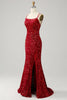 Carregar imagem no visualizador da galeria, Vestido de baile sem mangas sereia vermelho
