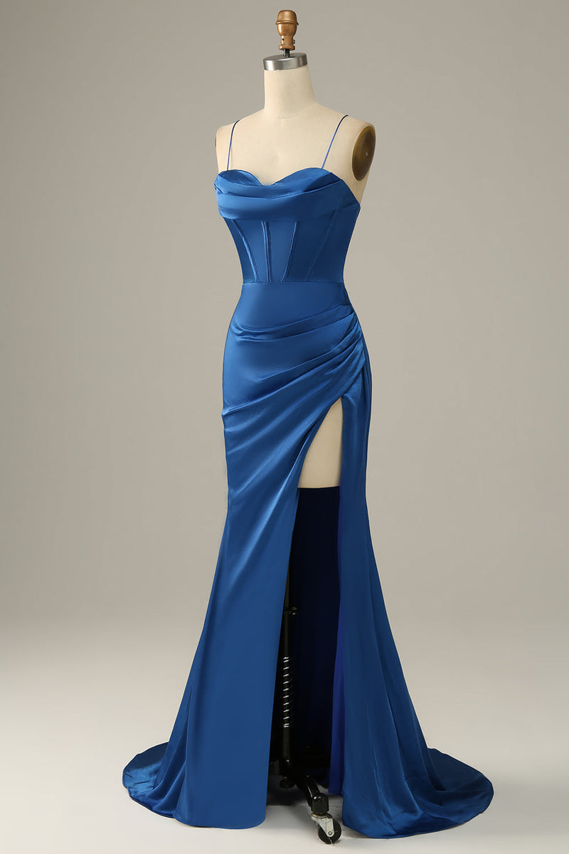 Carregar imagem no visualizador da galeria, Vestido de baile sereia azul real