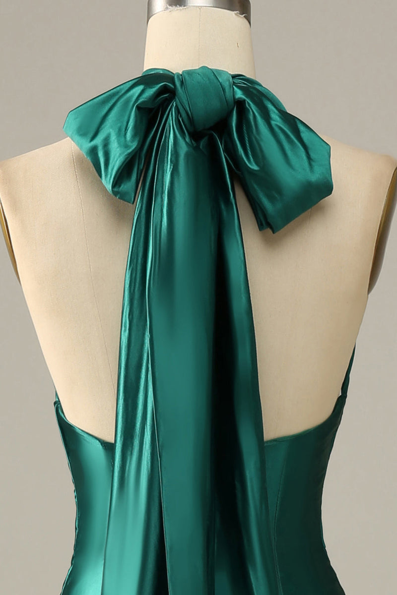 Carregar imagem no visualizador da galeria, Halter verde escuro vestido de baile sereia
