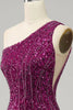 Carregar imagem no visualizador da galeria, Vestido de Lantejoulas Un Ombro Púrpura