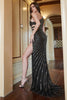 Carregar imagem no visualizador da galeria, Um Ombro Lantejoulas Preto Vestido de Noite