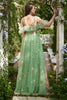 Carregar imagem no visualizador da galeria, Cintas de Espaguete Pescoço em V A-Line Vestido de Baile Verde