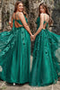 Carregar imagem no visualizador da galeria, A Line Cintas de Espaguete Verde Escuro Vestido Cerimónia Com Apliques