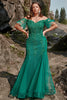 Carregar imagem no visualizador da galeria, Sereia Verde Escuro Vestido de Festa com Apliques