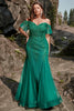 Carregar imagem no visualizador da galeria, Sereia Verde Escuro Vestido de Festa com Apliques