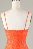Sparkly Sequins Tight Orange Homecoming Vestido