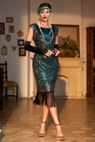 Frisado Franjas Verde Escuro 1920s Flapper Dress