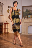 Franjas Douradas Flapper Grande Vestido Gatsby com Sequins