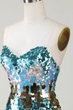 Sparkly Blue Sequined Tight Short Homecoming Vestido