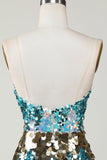 Sparkly Blue Sequined Tight Short Homecoming Vestido