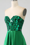 A-Line Querida Espartilho Verde Escuro Vestido de Baile de Formatura