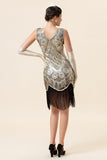 Prata 1920s Vestido Com 20s Acessórios Set Sem Mangas