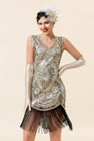 Prata 1920s Vestido Com 20s Acessórios Set Sem Mangas