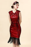 Borgonha Lantejoulas 1920s Vestido Com Conjunto de Acessórios
