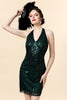 Carregar imagem no visualizador da galeria, Halter Verde Lantejoulas 1920s Vestido Com 20s Acessórios Set