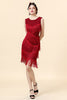 Carregar imagem no visualizador da galeria, 1920s Vestido Com Conjunto de Acessórios Franjas Contas Vermelho