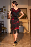 Sparkly Burgundy Sequined 1920s Flapper Dress com acessórios 20s